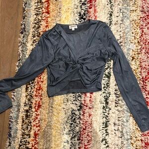 Super down/Revolve Blue silky crop top